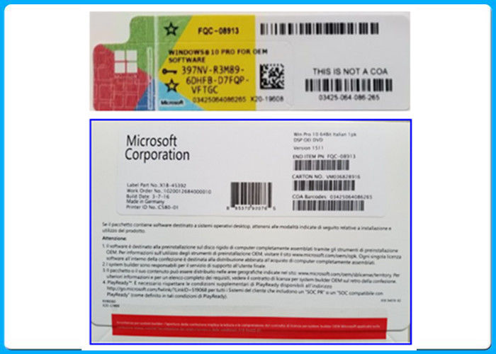 Microsoft Windows 10 Pro Software 64 bit DVD OEM License , personal computer hardware